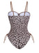 Brown 1940s Leopard Hollow Drawstring Swimsuit: 1940s Riviera elegance, reimagined for her