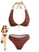 Brown 1940s Reversible Flower Halter Bikini Set, vintage swimsuit, pin-up swimwear - perfect for women who love vintage and retro fashion