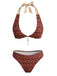 Brown 1940s Reversible Flower Halter Bikini Set, vintage swimsuit, pin-up swimwear - perfect for women who love vintage and retro fashion