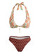 Brown 1940s Reversible Flower Halter Bikini Set, vintage swimsuit, pin-up swimwear - perfect for women who love vintage and retro fashion