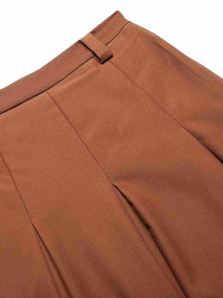 Brown 1940s Solid A-Line Pleated Skirt — 1940s femininity that moves with her mood