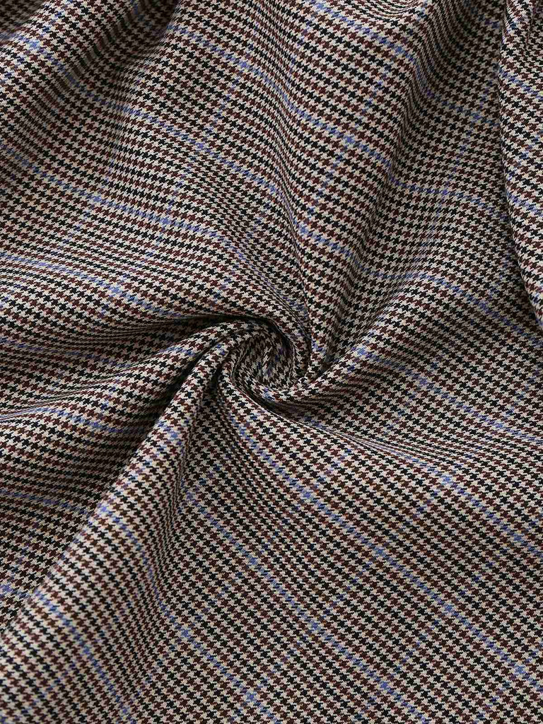 Brown 1950s Bow Houndstooth Pleated Dress - vintage dress, retro fashion, rockabilly