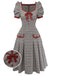 Brown 1950s Bow Houndstooth Pleated Dress - vintage dress, retro fashion, rockabilly
