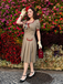 Brown 1950s Bow Houndstooth Pleated Dress, vintage dress, retro fashion, rockabilly, pin-up fashion - perfect for women who love vintage and retro fashion
