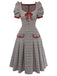 Brown 1950s Bow Houndstooth Pleated Dress - vintage dress, retro fashion, rockabilly