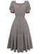 Brown 1950s Bow Houndstooth Pleated Dress - vintage dress, retro fashion, rockabilly