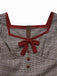 Brown 1950s Bow Houndstooth Pleated Dress - vintage dress, retro fashion, rockabilly