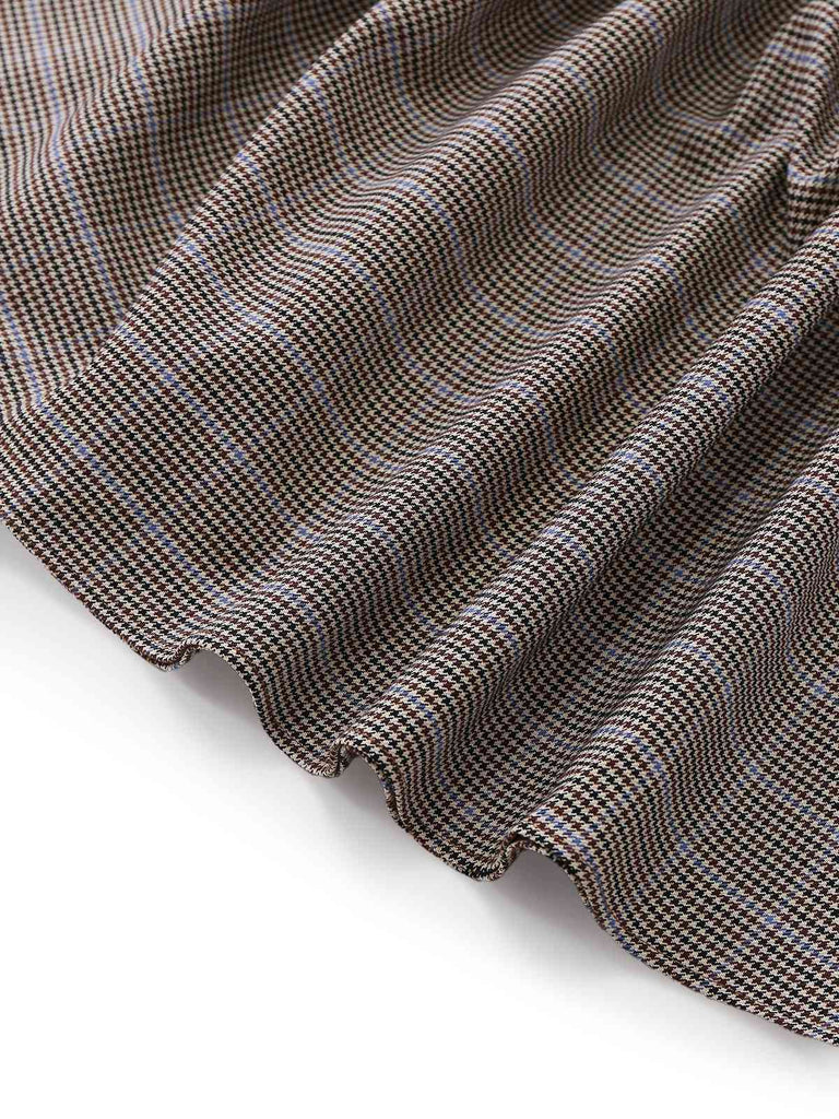 Brown 1950s Bow Houndstooth Pleated Dress - vintage dress, retro fashion, rockabilly