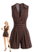 Brown 1950s Lapel Striped Tie-Back Sleeveless Romper, vintage romper, retro jumpsuit - perfect for women who love vintage and retro fashion