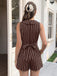 Brown 1950s Striped Vintage Classic Romper 8