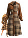 Brown 1950s Plaid Corduroy Shirt Collar Dress - vintage dress, retro fashion, rockabilly