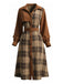 Brown 1950s Plaid Corduroy Shirt Collar Dress - vintage dress, retro fashion, rockabilly