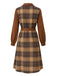 Brown 1950s Plaid Corduroy Shirt Collar Dress - vintage dress, retro fashion, rockabilly