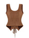 Brown 1950s Suede Lace-Up Corset Vest - vintage fashion, retro style