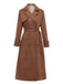 Brown 1950s Suede Lapel Double-Breasted Trench Coat - vintage fashion, retro style