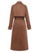 Brown 1950s Suede Lapel Double-Breasted Trench Coat - vintage fashion, retro style