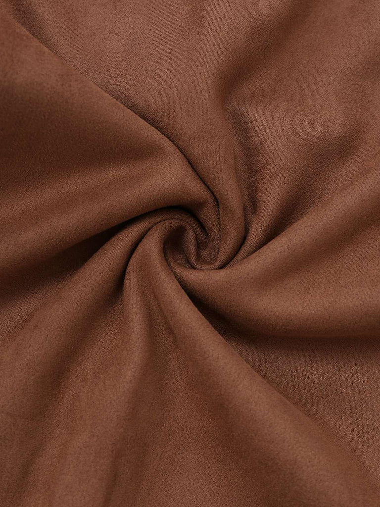 Brown 1950s Suede Lapel Double-Breasted Trench Coat - vintage fashion, retro style