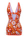 Brown 1960s Bohemian Psychedelic Floral One-Piece Swimsuit, classic vintage style summer beach collection - Image 4