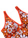 Brown 1960s Bohemian Psychedelic Floral One-Piece Swimsuit, classic vintage style summer beach collection - Image 5