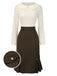 Brown 1960s Contrast Collar Long Sleeve Pencil Dress, vintage dress, retro fashion - perfect for women who love vintage and retro fashion