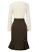 Brown 1960s Contrast Collar Long Sleeve Pencil Dress, vintage dress, retro fashion - perfect for women who love vintage and retro fashion