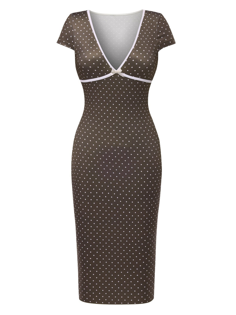 1960s Deep VNeck Polka Dots | 1960s | vintage dress, retro fashion