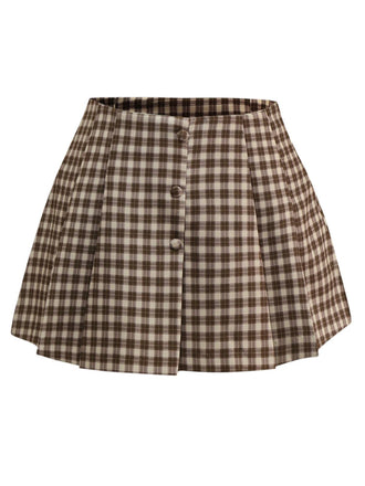 [Pre-Sale] 2PCS 1950s Shawl Collar Vest & Plaids Pleated Skirt - vintage skirt, retro style for vintage lovers