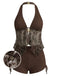 Brown-1960s-Halter-Sheer-Embroidered-Mesh-Tankini-Set, vintage, retro, swimwear