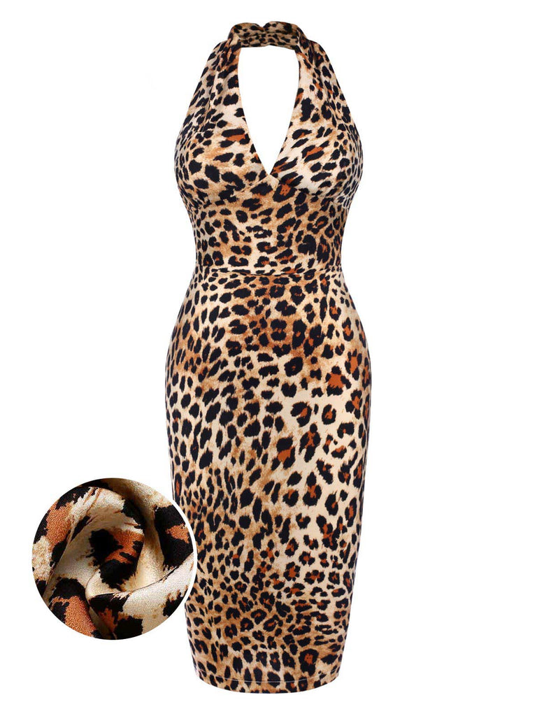 1960s Halter VNeck Leopard Dress | 1960s | vintage dress, retro fashion