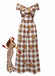 Brown 1960s Off-Shoulder Gingerbread Jumpsuit - vintage jumpsuit, retro fashion