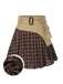 Brown 1960s Plaid Patchwork Belted Pleated Skirt - vintage skirt, retro style