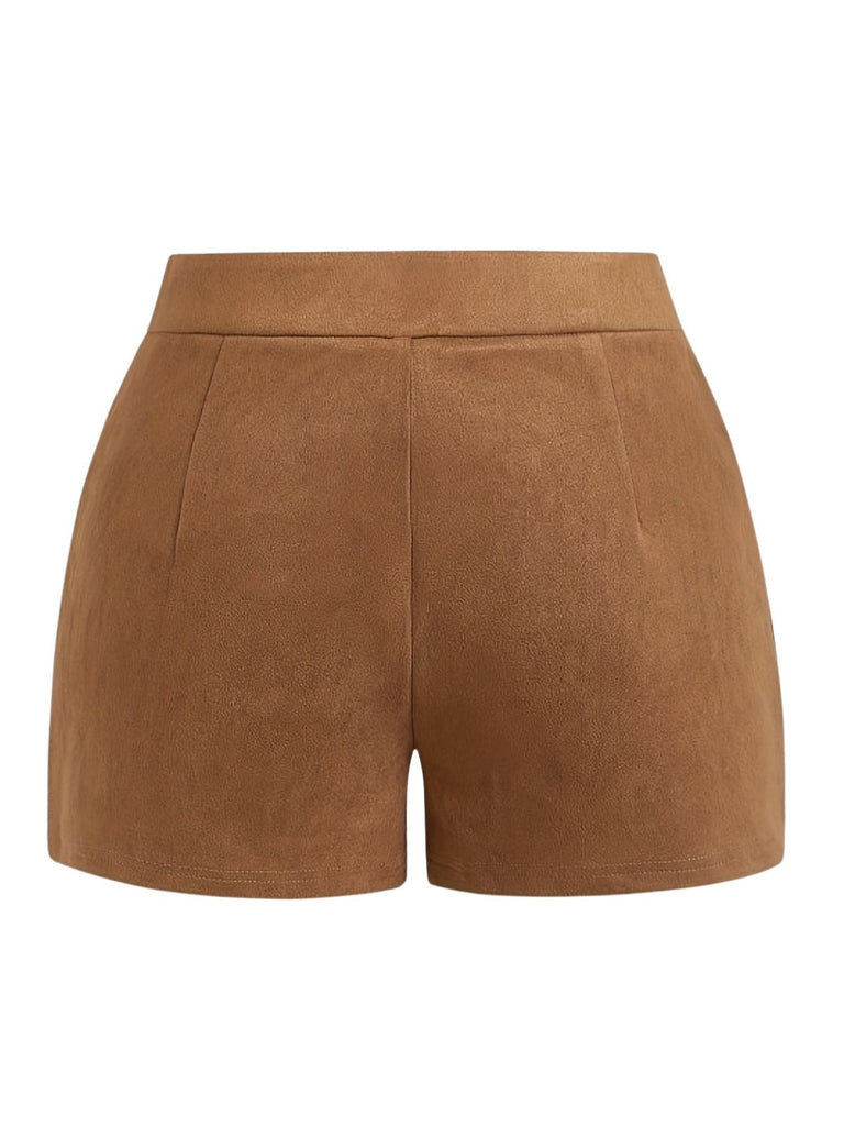 Brown 1960s Vintage Suedette Tassel Shorts, vintage fashion, retro style - perfect for women who love vintage and retro fashion