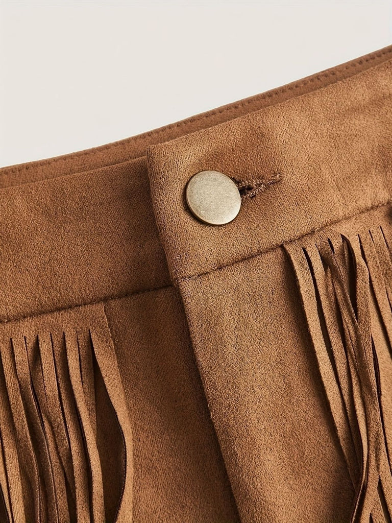 Brown 1960s Vintage Suedette Tassel Shorts, vintage fashion, retro style - perfect for women who love vintage and retro fashion