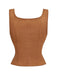 Light Brown 1950s Floral Square Neck Top 2