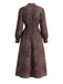Brown 1970s Boho Paisley Stand V-Neck Smocked Dress - vintage dress, retro fashion