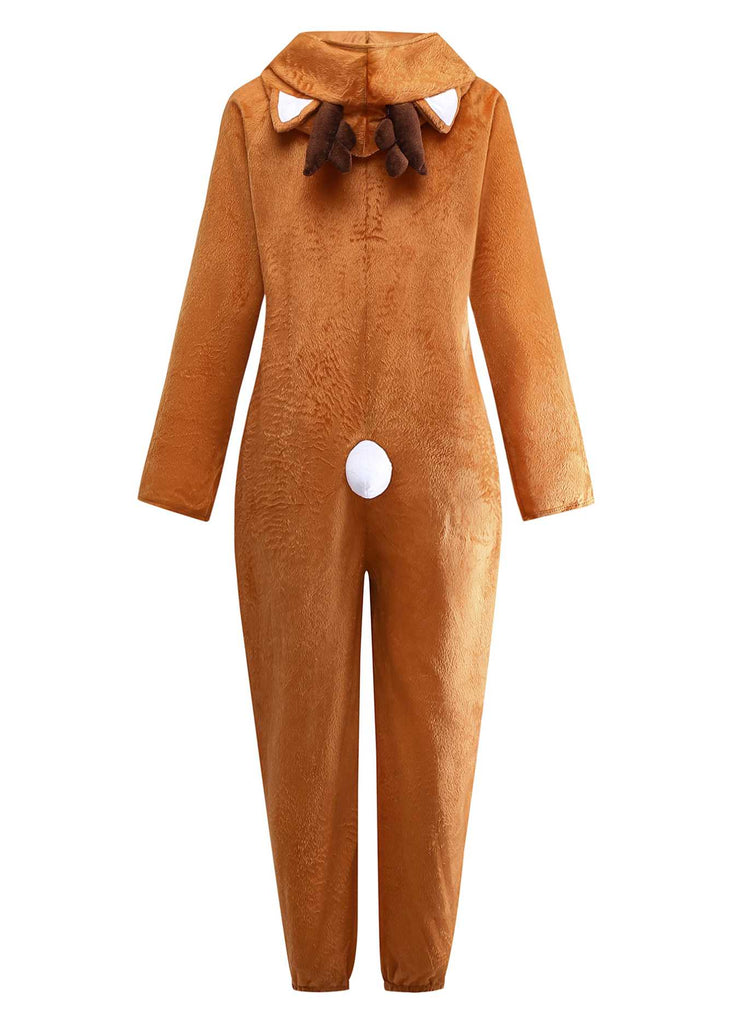 Brown 1970s Christmas Reindeer Cosplay Jumpsuit - vintage jumpsuit, retro fashion