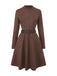 Brown 1970s Long Sleeve Round Neck Dress With Belt - vintage dress, retro fashion