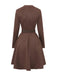 Brown 1970s Long Sleeve Round Neck Dress With Belt - vintage dress, retro fashion