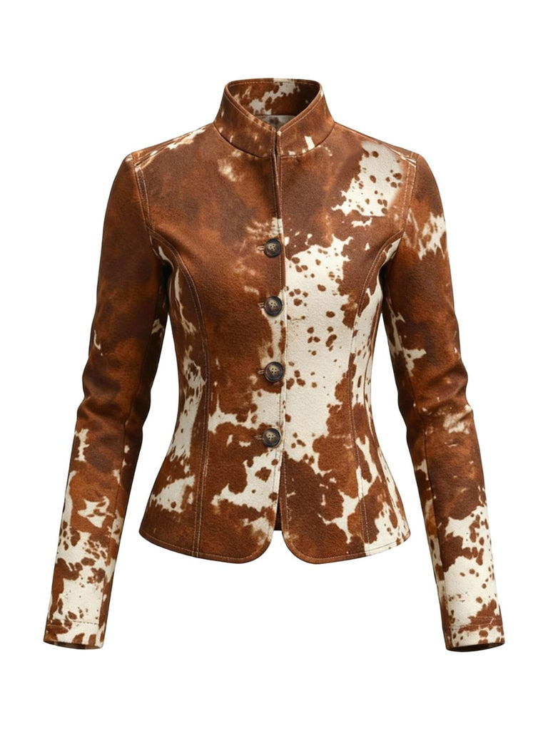 Brown 1970s Western Cowgirl Buttoned Jacket - vintage fashion, retro style