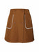 Brown 1980s Button Pocket High Waist A-Line Skirt - vintage skirt, retro style