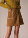 Brown 1980s Button Pocket High Waist A-Line Skirt - vintage skirt, retro style
