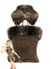 Brown 1980s Deer Faux Fur-Trimmed Crop Top - vintage fashion, retro style