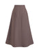 Brown 1980s High-Waist Button Pleated Skirt: beautiful vintage skirt, retro style, swing skirt with timeless appeal