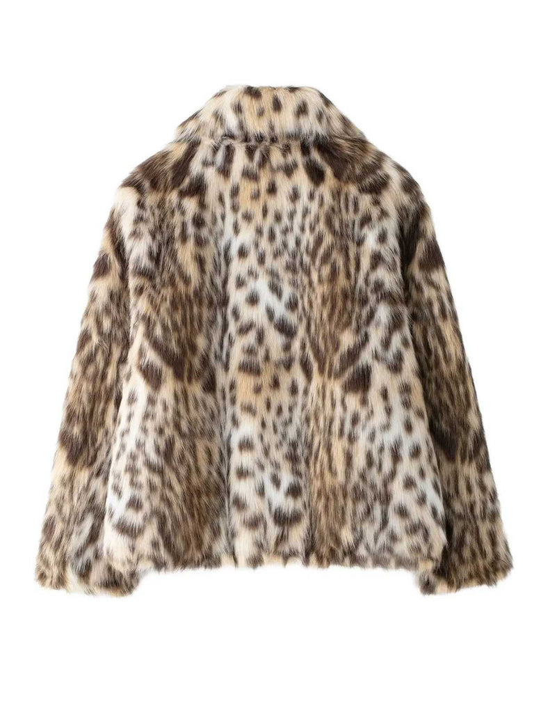 Brown 1980s Leopard Print Faux Fur Coat - vintage fashion, retro style