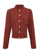 Brown 1980s Stand Collar Suede Cropped Jacket - vintage fashion, retro style