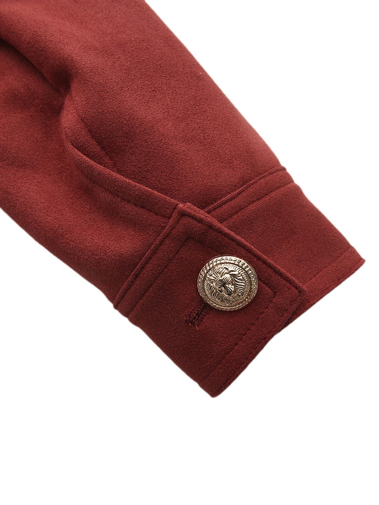 Brown 1980s Stand Collar Suede Cropped Jacket - vintage fashion, retro style