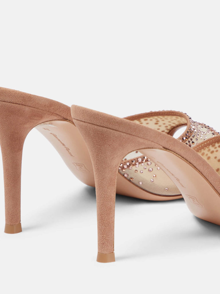 Brown Pointed Rhinestoned Stiletto Heel Slippers — vintage style that transcends decades