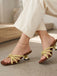 Brown Braided Strap Square Toe Kitten Heel Slide Sandals, vintage shoes, retro heels - perfect for women who love vintage and retro fashion