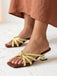 Brown Braided Strap Square Toe Kitten Heel Slide Sandals, vintage shoes, retro heels - perfect for women who love vintage and retro fashion