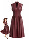 Burgundy 1940s Faux Leather Cap Sleeve Waisted Dress - vintage dress, retro fashion, elegant style for vintage lovers